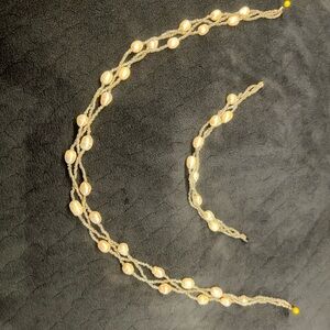 Elegant Pearl Beaded Necklace and Bracelet Set